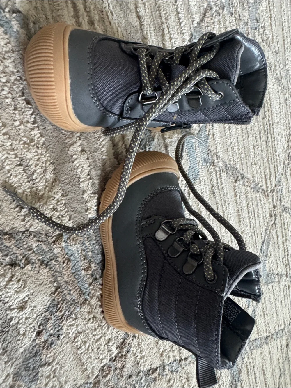 Cat & Jack Black Kids High-Top Boots with Tan Sole